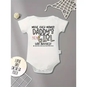 Daddy's New Girl Baby Girl Romper White Cotton Soft Newborn Outfit Letter Print Spring Summer Infant Romper Pregnancy Announcement Coming Home Clothes