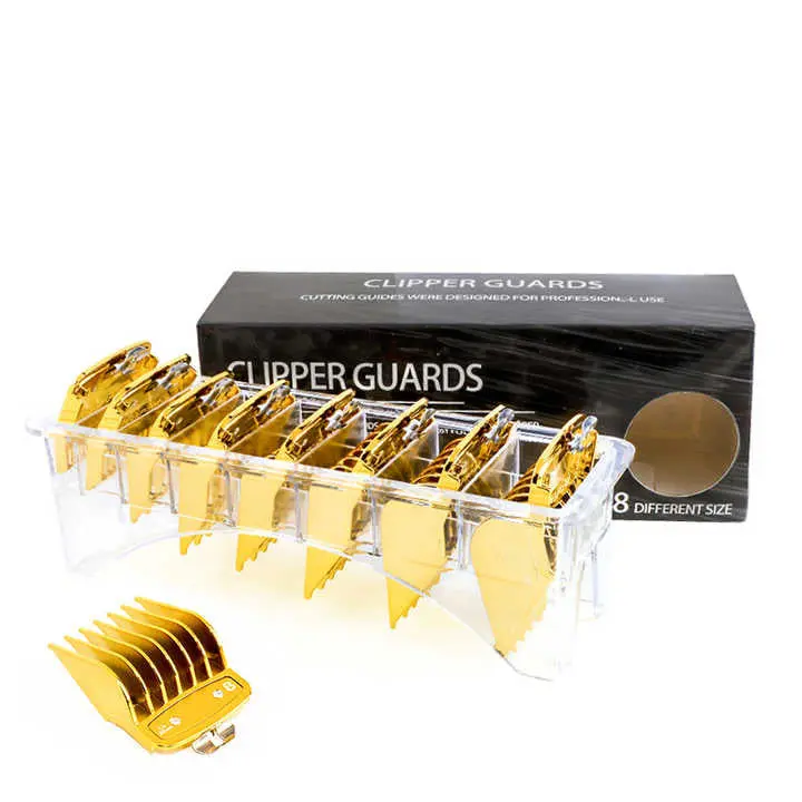 10 Pcs Hair Clipper Guards in Gold Color, With Magnet 3170-400-1/16"to 1"
