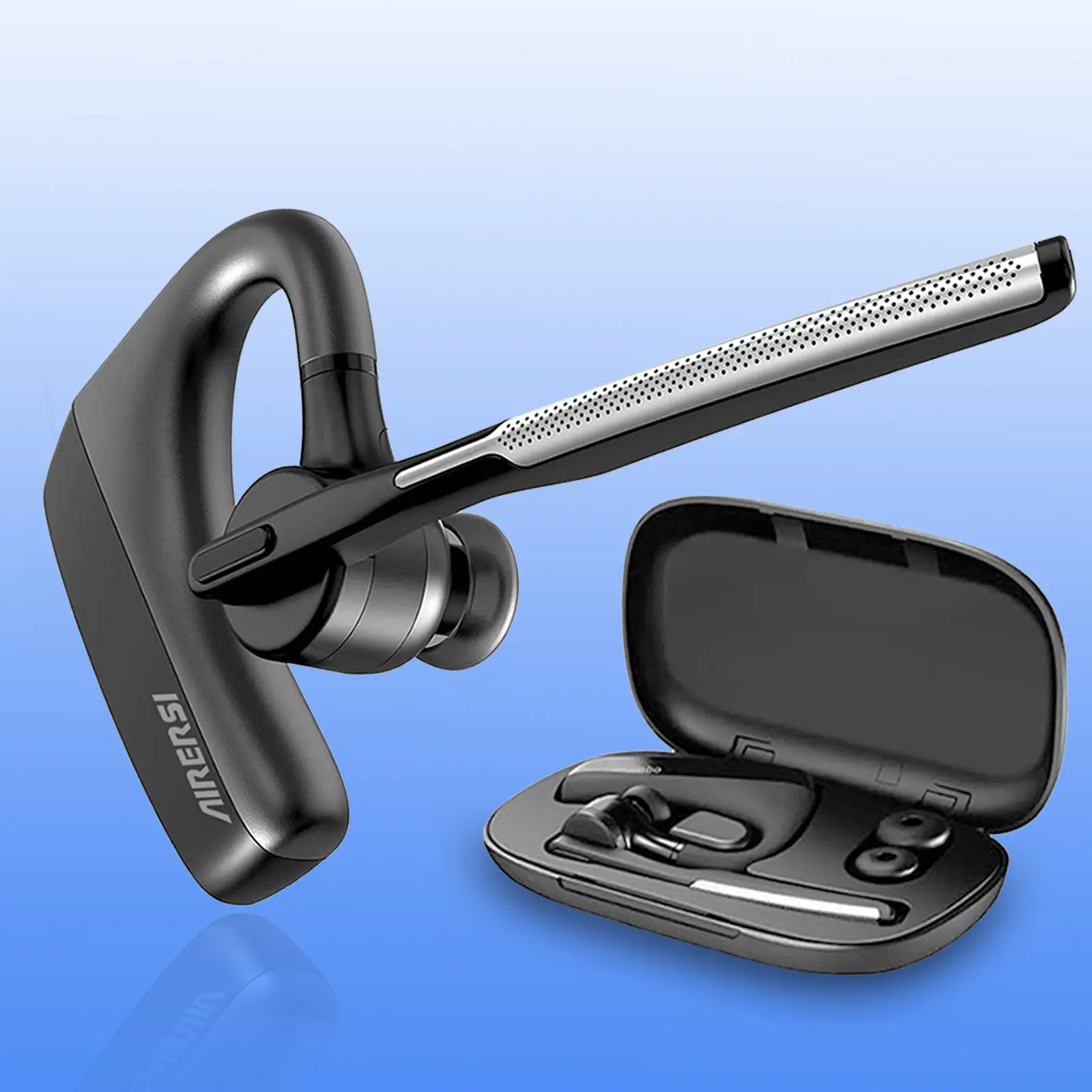 Wireless Noise-Cancelling In-Ear Headset for Truck Drivers - Adjustable Noise Cancellation, Bluetooth Audio Wireless Headphones, Dual Mic, Handsfree Calling, Waterproof Design, Cable Management