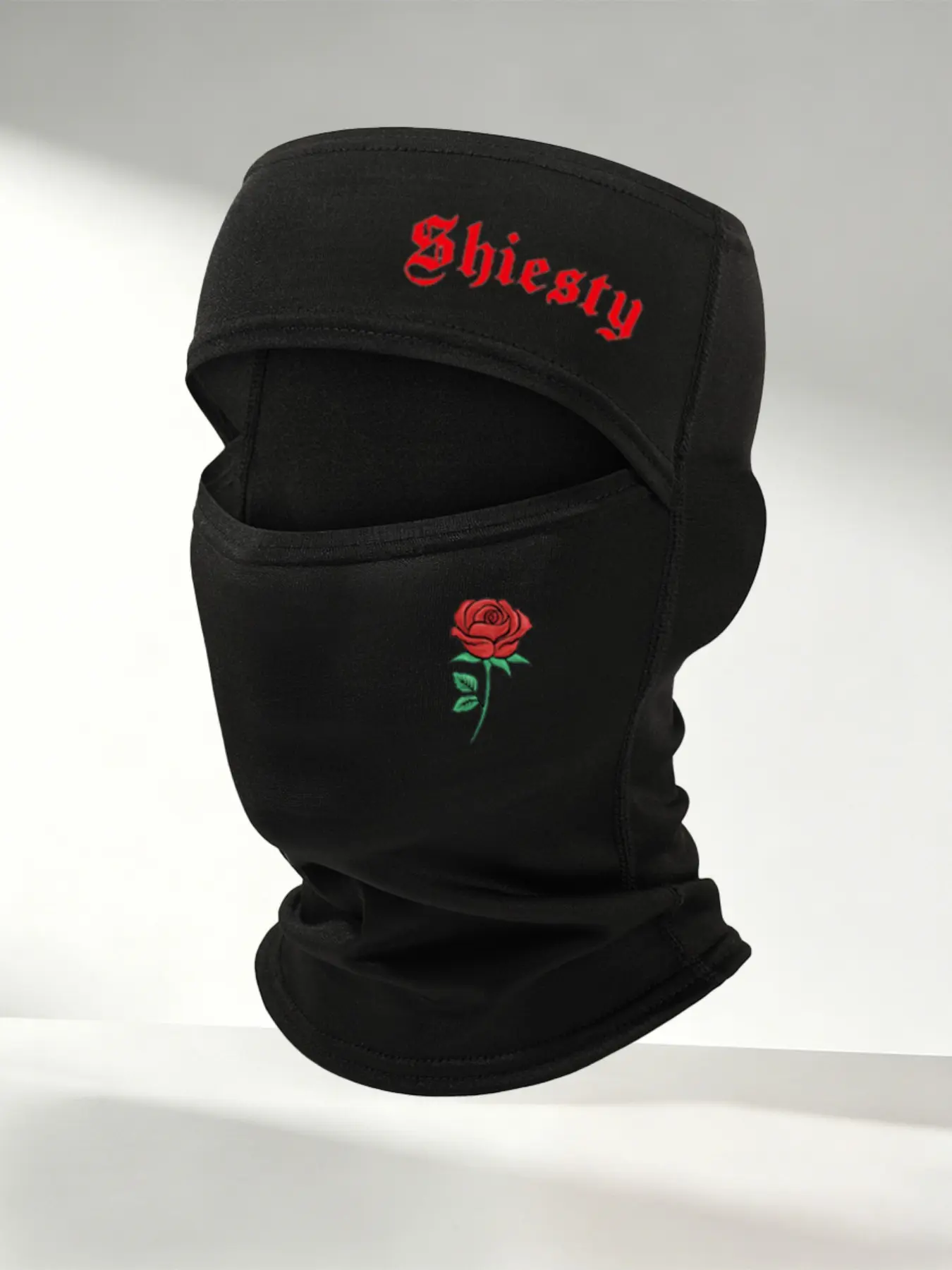 Gothic Sheisty Letter & Rose Balaclava, Hood Balaclava, Y2K Streetwear Full Face Mask, Breathable Head Cover, Balaclava Headwear for Men & Women, 1/2/3/4/5pc Set