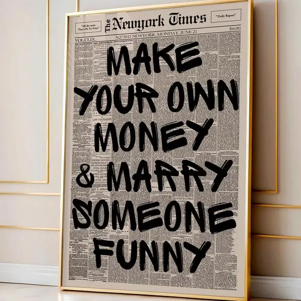 Make Your Own Money & Marry Someone Funny Quote Poster, Funny Motivational Wall Art, Life Lesson Print, Typography Poster, Canvas Decor