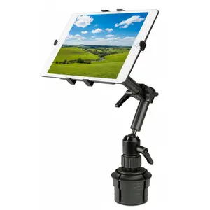 Mount-It! Cup Holder Tablet Mount – Carbon Fiber Design, ELD Compatible, Landscape Adjustable