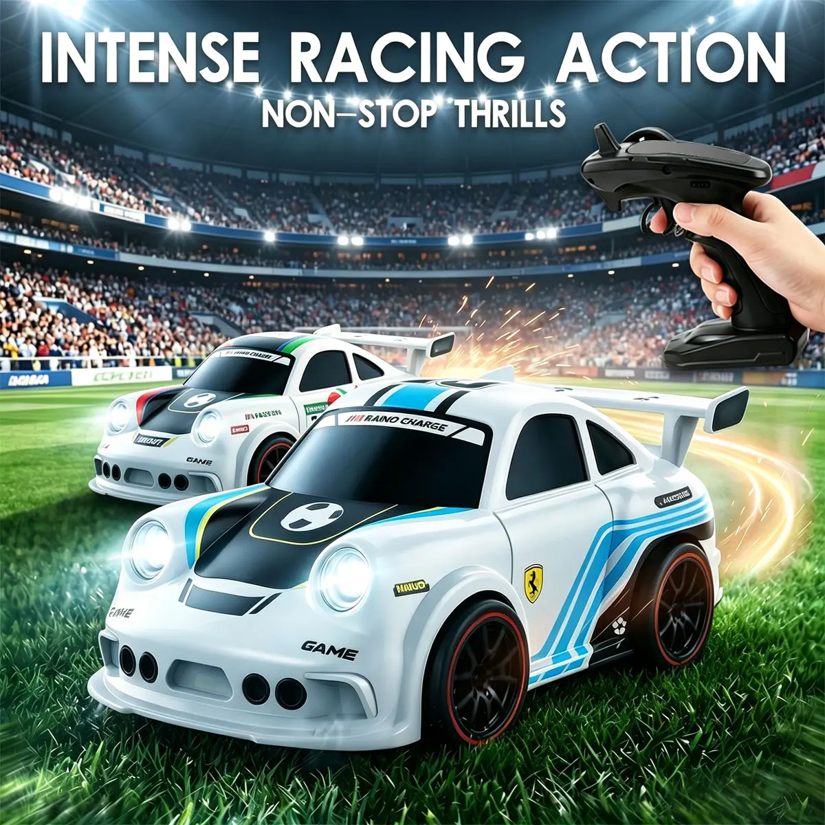 3 Modes Motion Sensing RC Car, 2.4G 4WD High Speed Drift Stunt Car, Rechargeable Induction Remote Control Car with LED Lights, Interactive Follow Mode Racing Toy, Perfect Birthday Gift for Kids