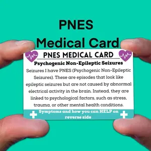 PNES Medical Card Seizure Awareness Card for Psychogenic Non-Epileptic Seizures with Symptoms and Help Information