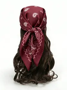 Luxury Square Scarf for Women, Paisley Hijab 65x65cm, Elegant Neckerchief, Soft Faux Silk, Casual All-Season Accessory, Fashion Hair Scarves, Paisley Print Scarf