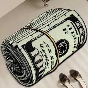 1 piece living room, bedroom and bedside area rug, a bundle of US dollar cartoon pattern banknotes, cashmere soft, non-slip, machine washable, soft delicate plush, home carpet mat, Home Decor Rugs, Household Decorative Rug
