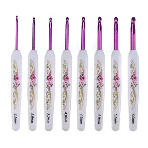 Crochet Hooks Set, 8 Counts/set 2.5mm(C)-6mm(J) Crochet Hook, Ergonomic Handle Crochet Hooks for Arthritic Hands, Crochet Needle, Crochet Kit