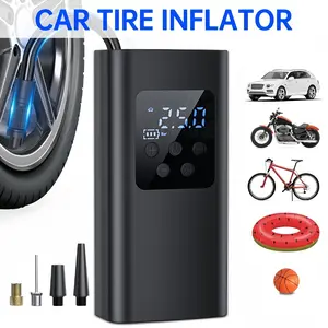 Portable digital display air compressor, mini wireless tire inflator, Vehicle Tire Inflator, with rechargeable battery, LED lights, suitable for cars, motorcycles, bicycles, and balls. Perfect for Father's Day and birthday gifts.