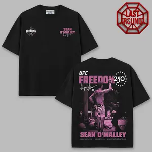 Sean O’Malley Freedom 250 Vintage Graphic T-Shirt, Double Sided UFC Fighter Tee, Sugar Show MMA Streetwear Shirt, Retro Fight Night Graphic Tee, Bantamweight Champion Fan Apparel, Unisex Combat Sports Shirt, UFC Freedom 250 Tee