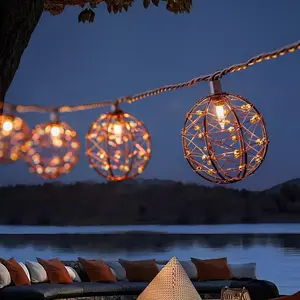 Elegant Copper Beaded Ball String Lights - Stylish String Lights with Copper Beads