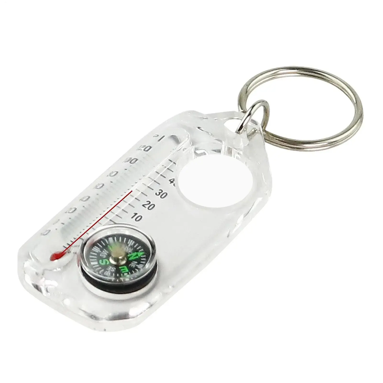 Multifunctional Mini Pocket Survival Compass Keychain with Thermometer Outdoor Camping Climbing Hiking Navigation Guiding Tool