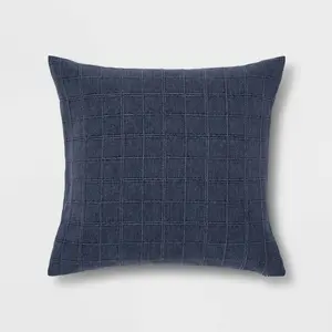 Oversized Woven Washed Windowpane Square Throw Pillow Oversized Woven Washed Windowpane Square Throw Pillow
