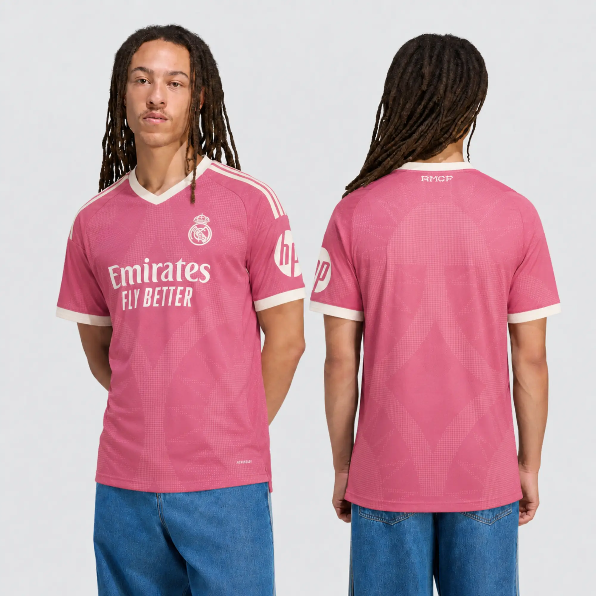 26/27 Madrid Pink Soccer Jersey | Men’s Short Sleeve Football Shirt | White Trim Match Day Fanwear | Lightweight Athletic Sports Top