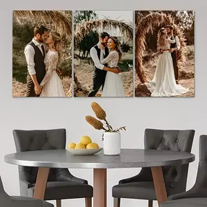 2D Flat, 3pcs 3pcs Personalized Photo Framed Canvas Prints - Custom Picture Wall Art Suitable for Bedroom, Living Room Decor, Vertical Portrait Frames, Wrap-Around Canvas for / Use, Modern for Office, Ready to Hang Gifts fathersdaygiftideas
