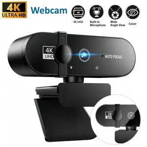 4K UHD Webcam with Microphone & Privacy Cover - Auto Focus, Wide Angle Lens, 2K QHD/1080P HD Streaming Camera for Gaming, Zoom Meetings, YouTube, Home Office - Plug & Play USB, HDR, Low Light Correction, Adjustable