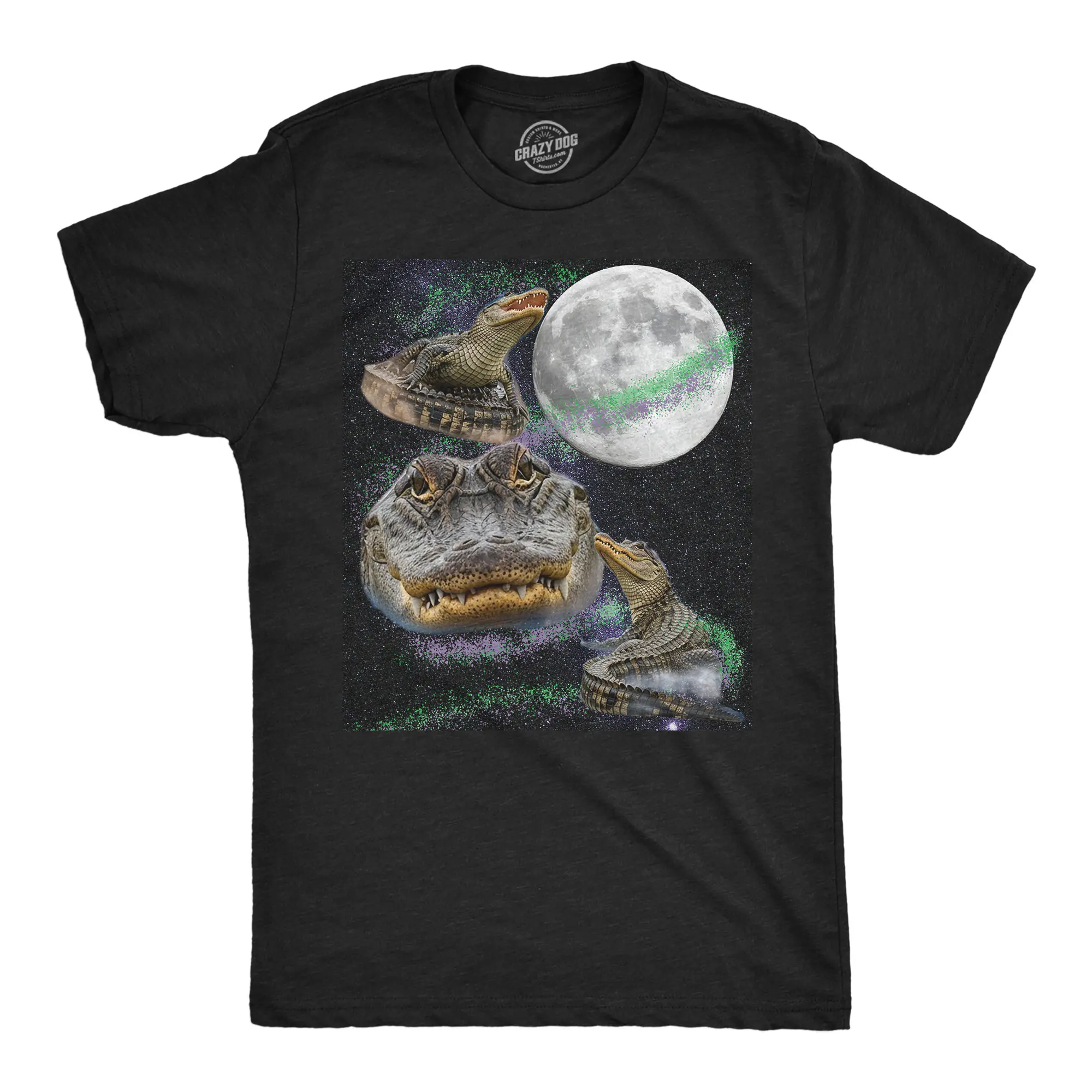 Mens Funny T Shirts Alligators In Space Sarcastic Gator Graphic Novelty Tee For Men Mens Funny T Shirts Cool Vintage Fashion T-Shirt Gift Classic Menswear Space Apparel for Men Funny Animal Short Sleeve Novelty Black -
