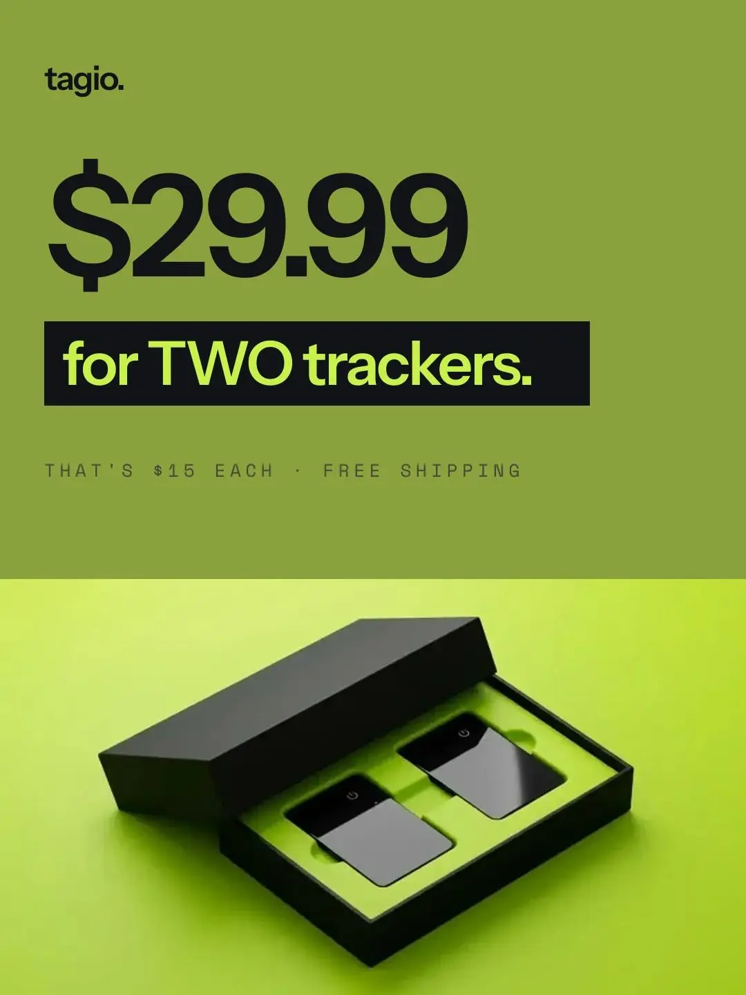 Tagio.tech Smart Wallet Tracker Card (2-Pack) - Apple Find My Compatible, Ultra-Thin GPS Tracker for Wallets & Luggage, Wireless Charging, iPhone Only