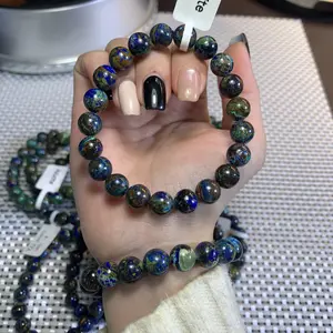 【Azurite】(Random shipping)Healing Azurite Bead Bracelet, Round Beaded Stretch Bracelets for Women Mens