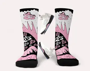JD 5 Matching Soft Pink Socks for Ultimate Sneaker Coordination