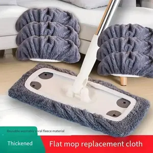 3/6/8 Gray Deep-Cleaning Mop Antibacterial Mold-Resistant for Hard Floors Super Absorbent Thickened Design Reusable Washable Coral Fleece Material Light Efficient Home Floor Cleaning Mop - Wipes