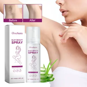 OceAura Painless Hair Removal Spray - Silky Beauty Spray for Body - Fast-Acting Depilatory Foam for Legs, Underarms, and Bikini Area - Infused with Aloe Vera, Green Tea & Vitamin E - Gentle Formula for Smooth Skin & Fine Pores - 3.38 fl oz