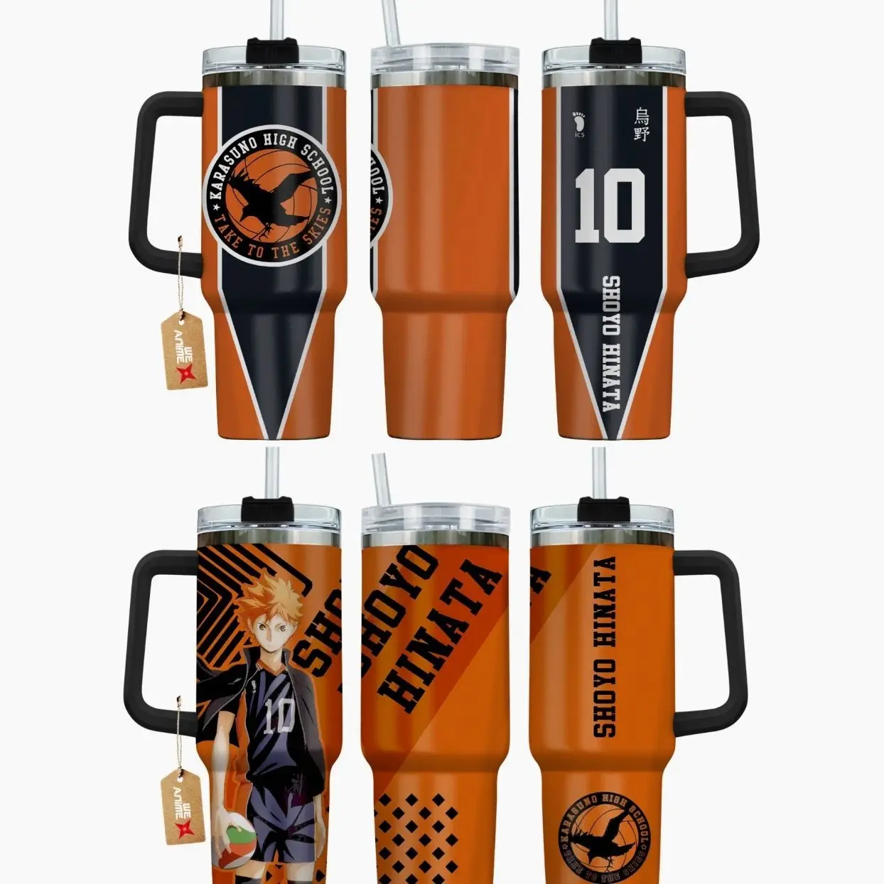 Shoyo Hinata Haikyuu!! Anime Manga 40oz Tumbler Stainless Steel with Straw, Lid and Handle - Double Wall Insulated Flasks – Perfect Gift for Fans
