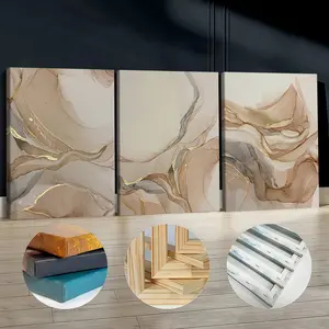 3Pcs Wooden Framed Canvas Painting, Abstract Beige Gold Marble Texture, Exquisite Poster, Home Decoration, Pattern Wall Art Decor, For Living Room, Bedroom, Office, Restaurant, Bar Wall Decor, Waterproof, Odorless, Painting, Print Artwork.