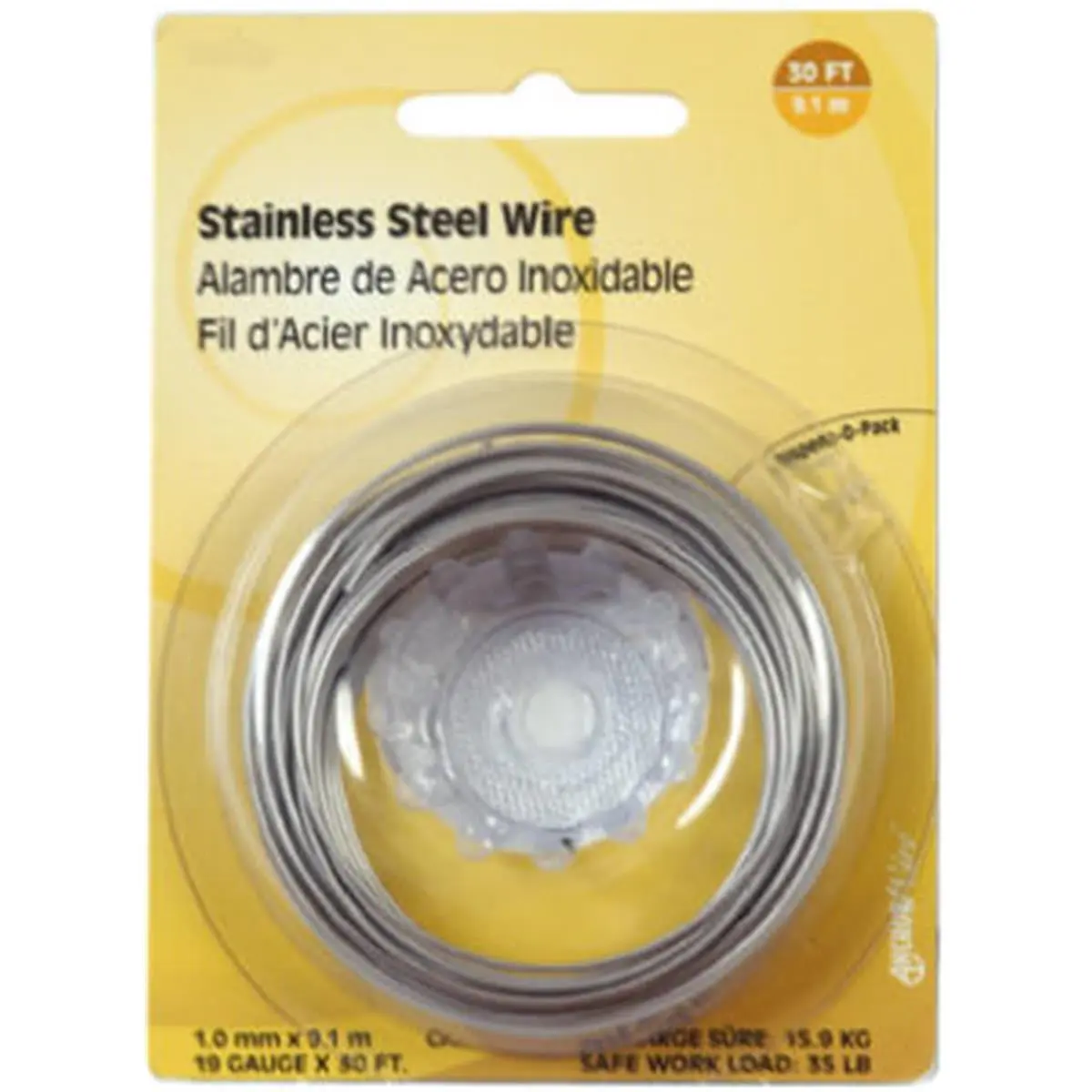 Hillman Industrial Corrosion-Resistant Stainless Steel Hardware Wire Spool, 19-Gauge, 30 ft Length, 4.8x3.5x1 inches Dimensions, for Outdoor Users, Water Sports Sailing