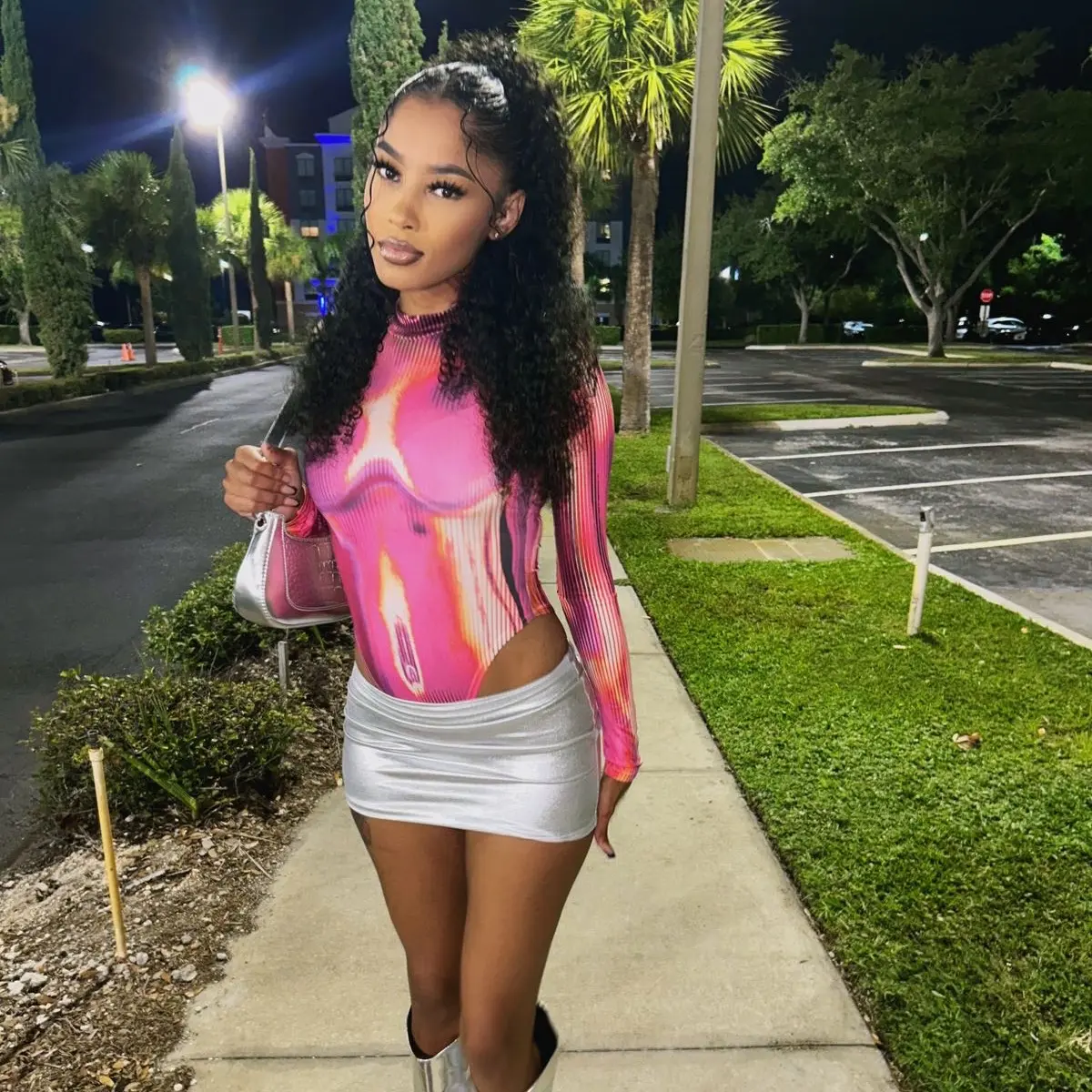Silver mini skirt
