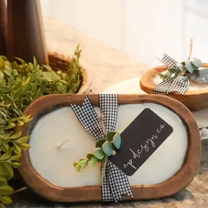 Luxury Dough Bowl Candle Soy Candle Wooden Bowl