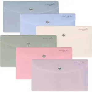 Budget Envelopes for Cash System, Bill Bags, Small Plastic Receipt Holder Organizer, Pastel Colors, 9x5 Inch, 6 Pack