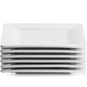 Ceramic Simply White 6" Square Appetizer Plate, Set of 6