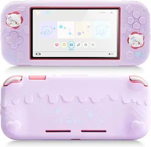 GeekShare Silicone Protective Shell Compatible with Switch Lite, Sweet Soft Ice Cream Cover Case for Switch Lite with 2 Thumb Grip Caps - Purple Mikko