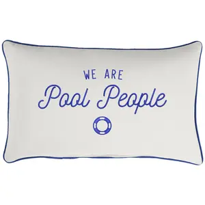 Sunbrella Lumbar Embroidered Pillow - "We Are Pool People"