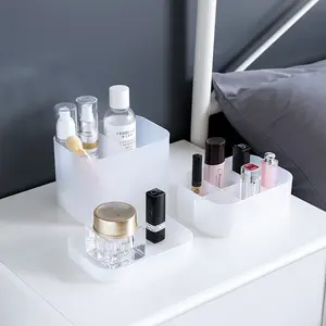 Transparent Acrylic Makeup Organizer Box with Lid, Portable Cosmetic Storage for Lipstick Eyeshadow Brushes Powder Puffs, Easy Visualization