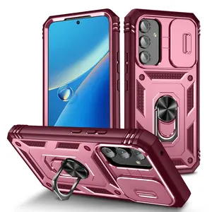 for Samsung Galaxy A54 / A15 5G Case Slide Camera 2 in 1 Heavy Duty Back Cover with Finger Ring Stand Privacy Lens Protection Case
