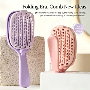 Portable Foldable Self-Cleaning Pocket Hair Brush for Men and Women - Breathable Quick-Drying, Suitable for Thin/Thick, Curly/Straight, Dry Hair