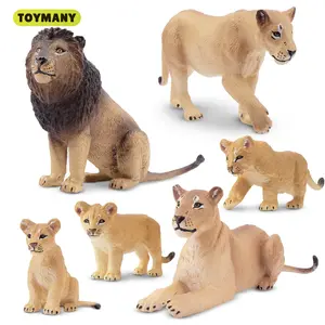 TOYMANY 6PCS Realistic Lion Figurines Set, 2-5" Jungle Animal Figures with Lion Cubs, Educational Toys for Boys, Toddler Items, Cake Toppers & Christmas/Birthday Gifts