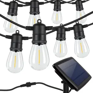 MATULSA Outdoor Solar S14 String Lights 48FT, Waterproof Solar Powered Patio Light String with LED Shatterproof Edison Bulb & 3 Lighting Modes, Commercial Hanging Lights for Outside Backyard Balcony