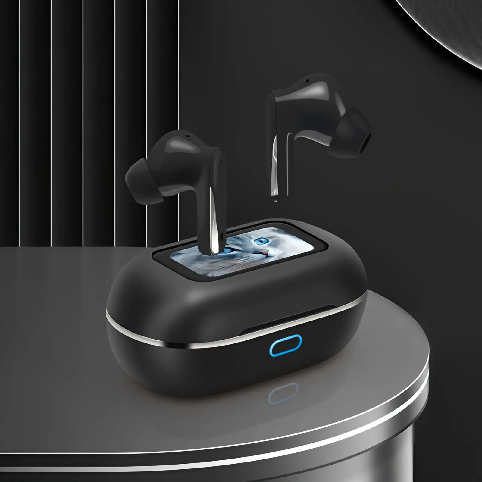 Open Ear Touch Screen Earbuds - Noise Cancelling Wireless Headphones with ANC Control, Bluetooth 5.4, Waterproof, Built-in Bluetooth, Hands-Free, Rechargeable Battery, for Sports, Working, Built-In Bluetooth Wireless Headphones