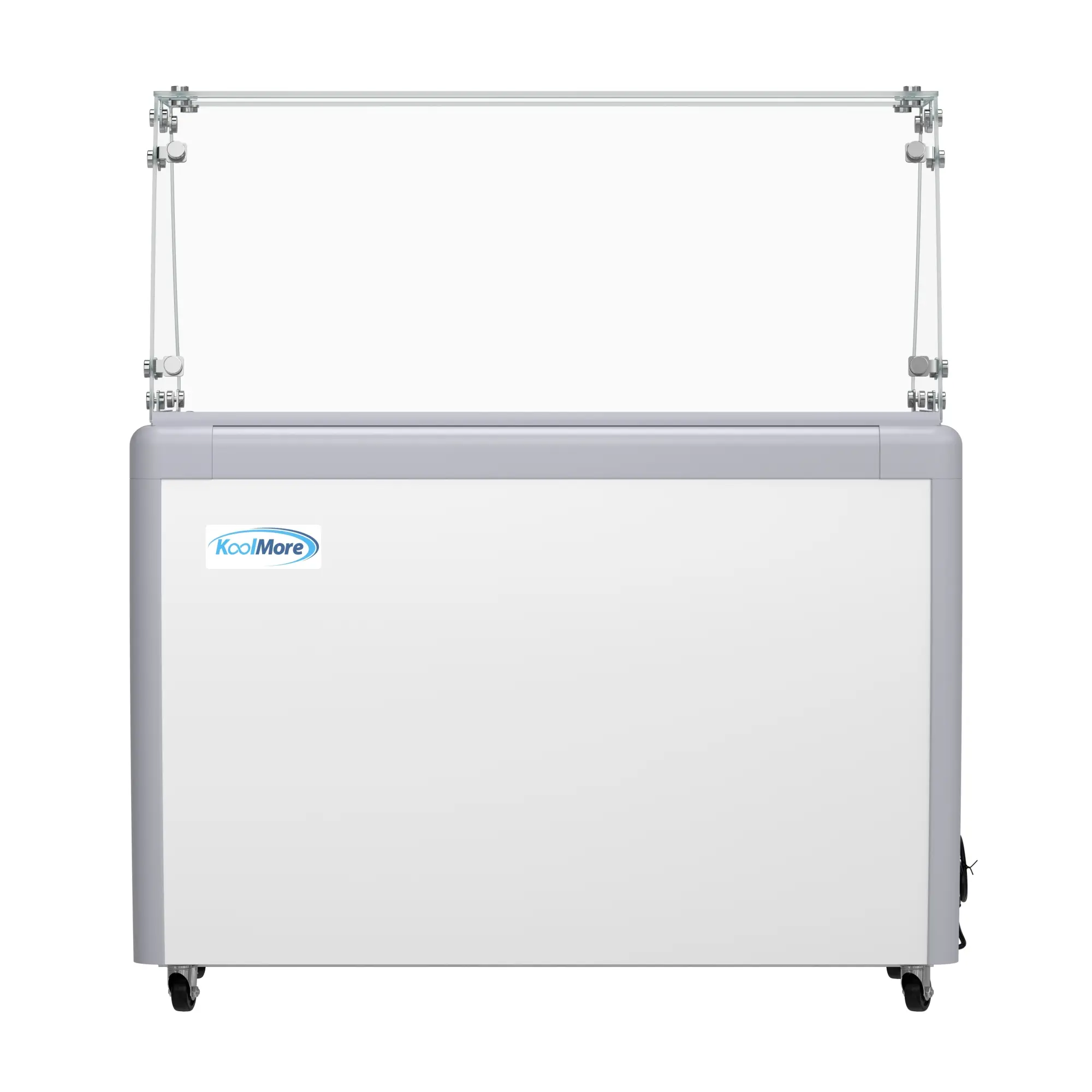 Commercial Gelato Dipping Cabinet for Small Business & Café Owners, 50 in. 13 cu. ft. Freezer with Sliding Glass Door, Sneeze Guard, 36°F to -15°F Adjustable Temperature Range, KM-GDC-49SD-FG, Restaurant, Modern