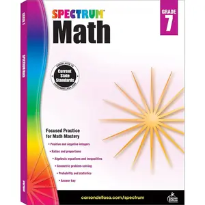 Spectrum 7th Grade Math Workbooks, Ages 12 to 13, 7th Grade Math, Algebra, Probability, Statistics, Ratios, Positive and Negative Integers, and Geometry Workbook - 160 Pages (Volume 8) Paperback – August 15, 2014
