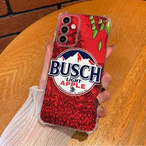 Busch Light Beer Cool Luxury Camouflage Aesthetic Electroplated TPU Casing For SAMSUNG GALAXY A14 A15 A16 A25 A26 A34 A35 A36 A53 A54 A55 A56 4/5G Four Corners Transparent Soft Silicone TPU Gift Shockproof Full Protection Anti-Drop Phone Cases Shell Cover
