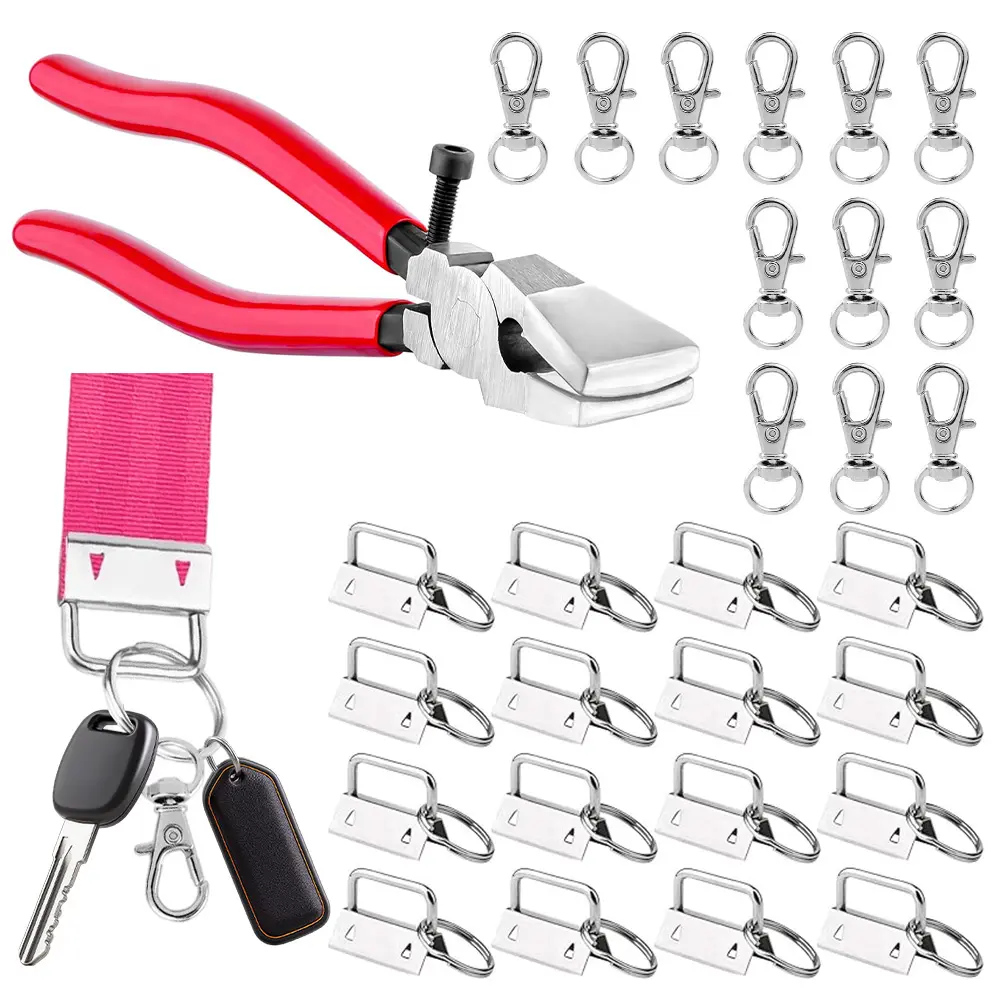 100Pcs Key Fob Hardware and Clasps Lanyard Snap Hook Set , Lanyard Key Fob Hardware 1 Inch with Key Fob Pliers Tool for Keychain and Wristlet Clamp Hardware Supplies - Home Improvement.