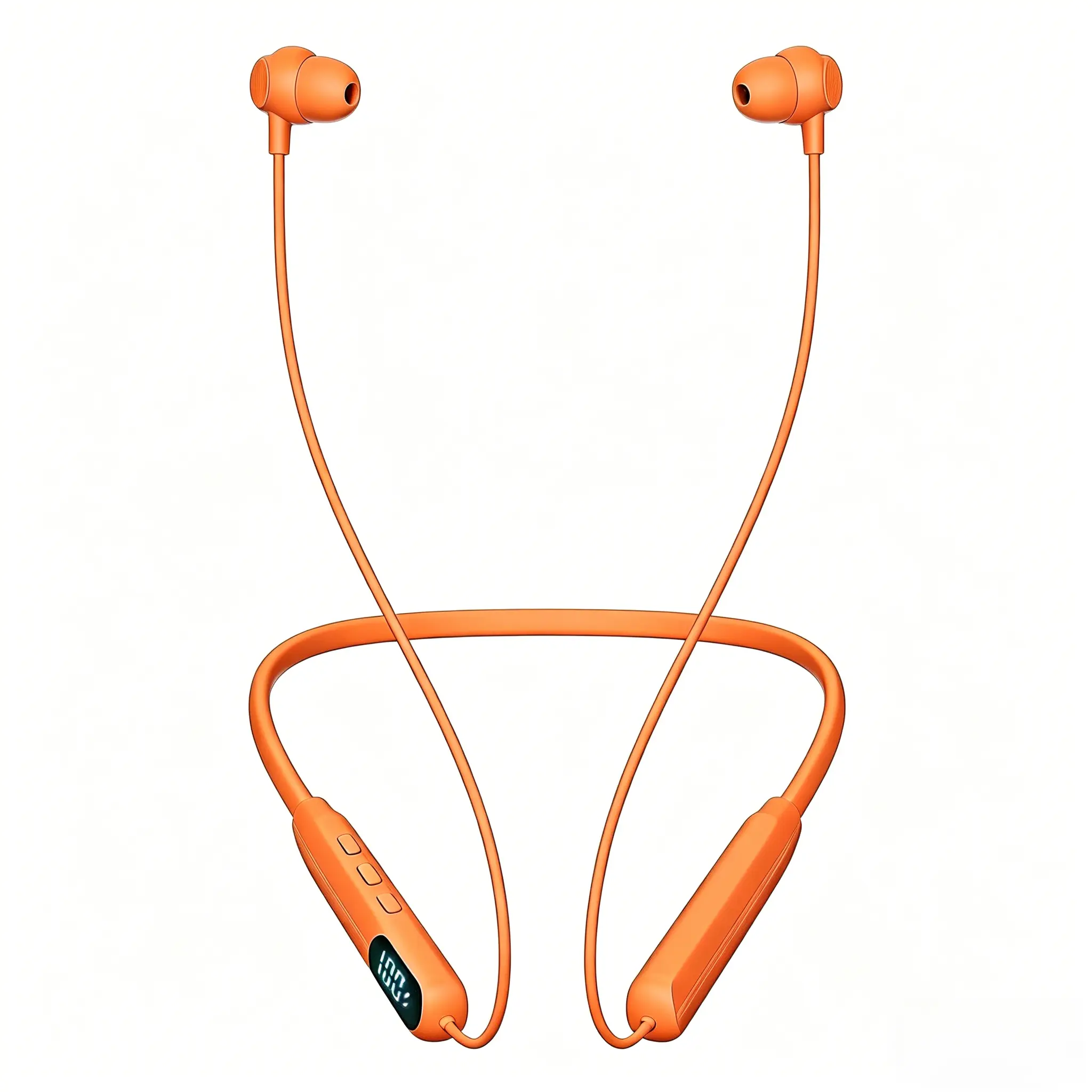 Wireless Bluetooth Neckband Earbuds with LED Digital Display, Secure Fit, Durable Build, Stable Connection, Long Standby, Type-C Charging Jack, ENC, Smart Voice Assistant, Sound Isolation, Wide Audio Compatibility for Gym, Tablet, PC & Laptop