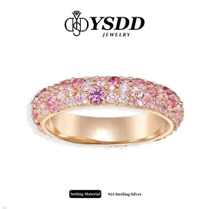 【11.15 Pink Velvet】Eternity Pink Pavé Synthetic Pink Sapphire Ring band in 925 Sterling Silver