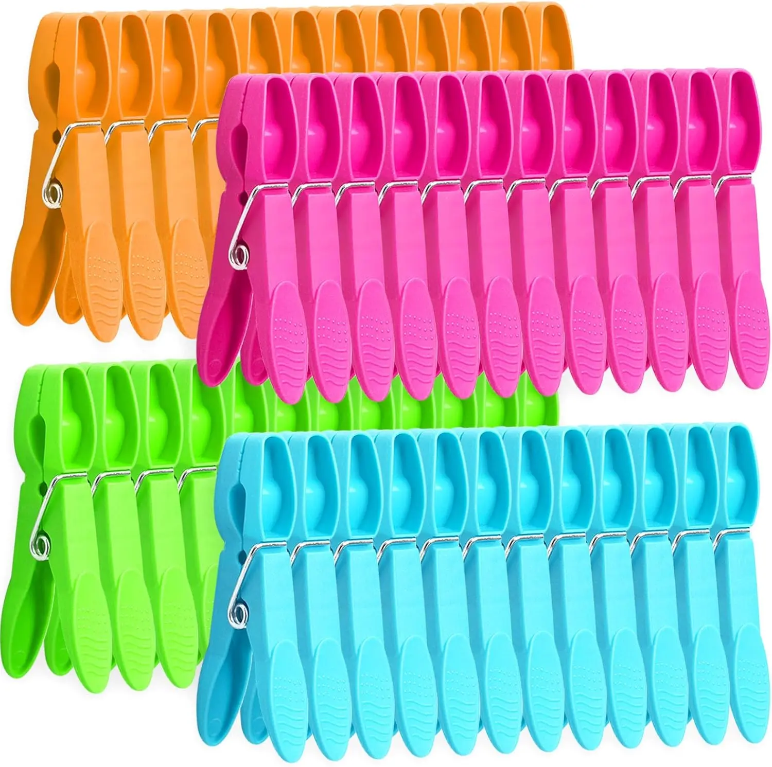 Clothes Pins, 48 Pack Colored Plastic Clothespins, Clothes Pins Heavy Duty Outdoor, Non-Slip Laundry Clips for Hanging Clothes, Towels, Crafts, Multiperpose Plastic Clips for Picture, Chip Bags