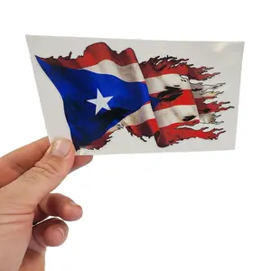 Puerto Rican Country Flag Decal Sticker with Reflective America Puerto Rico Pride Stickers for Cars Trucks Star Logo Emblem Graphic - Safe for Vehicle Paint - 3M Vinyl Graphic