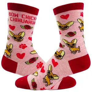 Women's Bow Chicka Chihuahua Socks Funny Pet Dog Small Breed Sarcastic Sex Footwear Funny Graphic Socks Comfortable Fitted Spandex Cotton