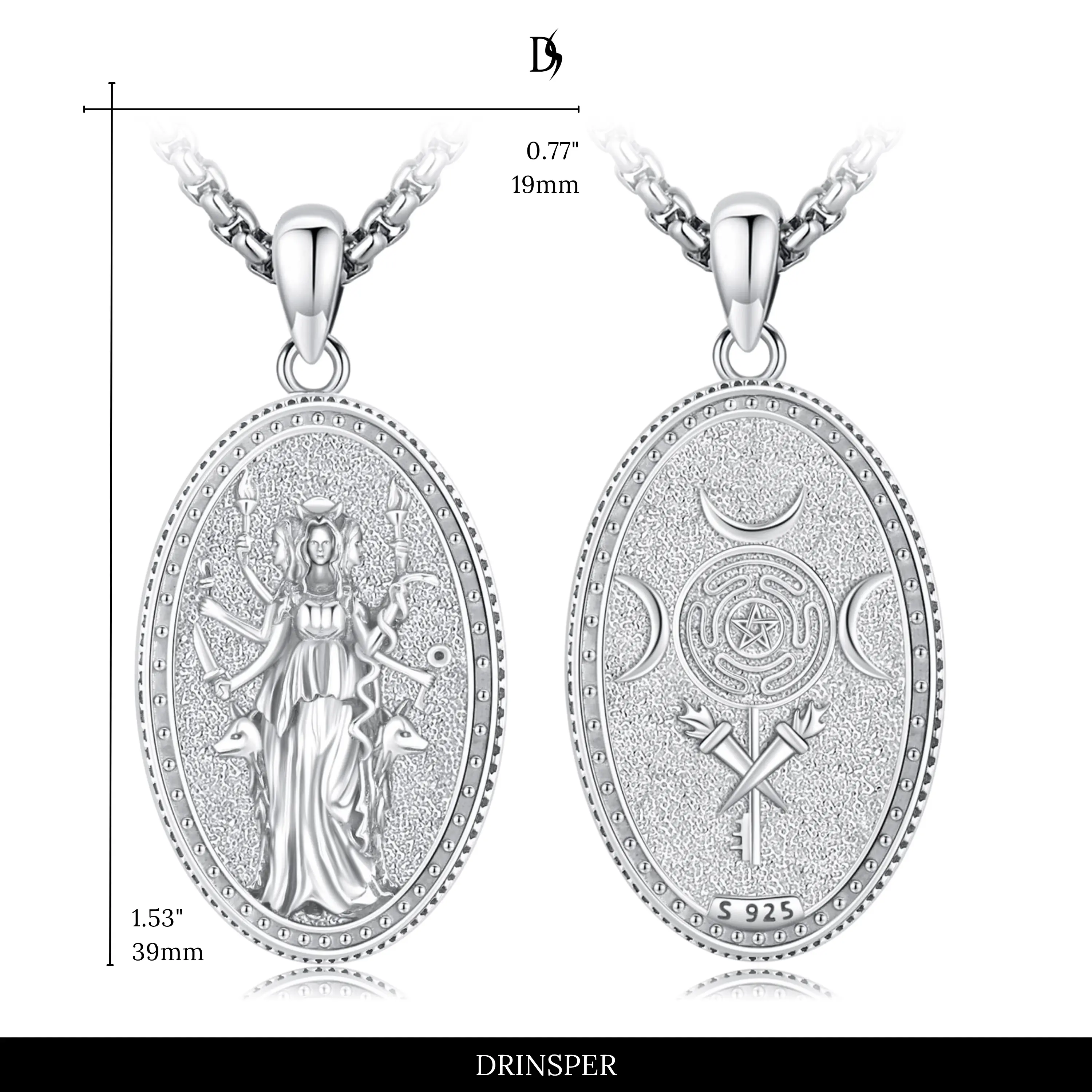 Goddess Hecate -1 White Gold Plated